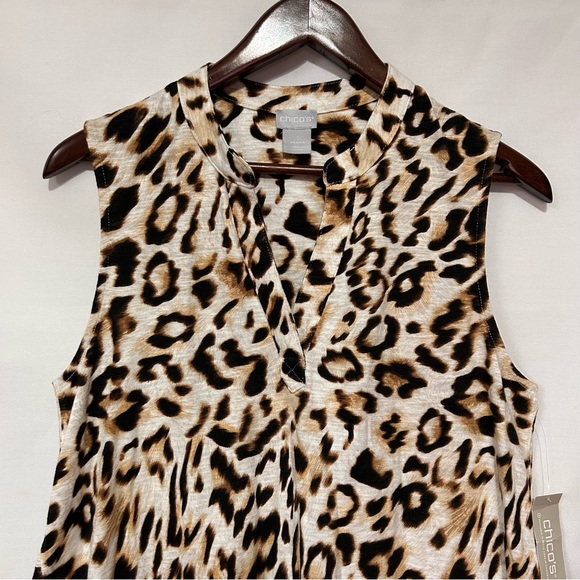 Chicos NWT Leopard Print Cotton Slub Tunic Tank Size 1 - Picture 4 of 13